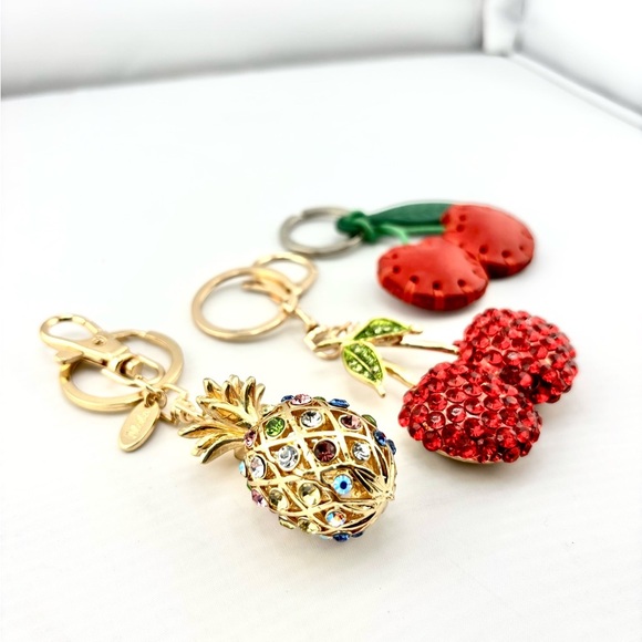 Sparkly Fruit Keychain Bundle Lot of 3 (Pineapple & Cherries) - Picture 2 of 6